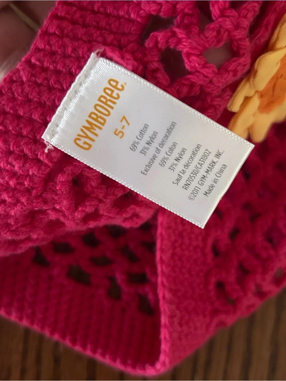 NWT Gymboree 2011 Sunflower Smiles Girl's Pink Crochet Hat
